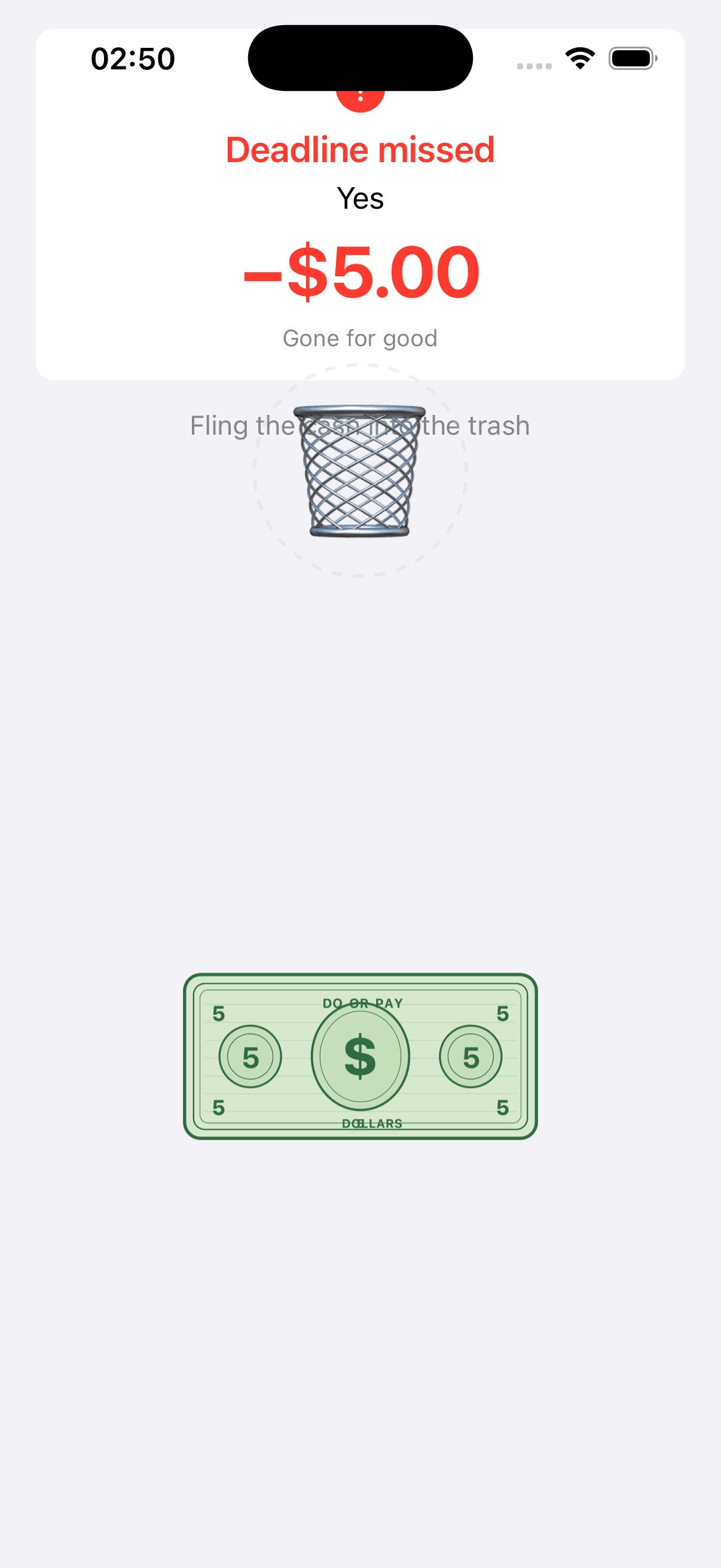 DoOrPay — a missed deadline sends the staked money to the trash